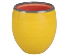Tasse en fa&iuml;ence rouge et verte jaune et rouge