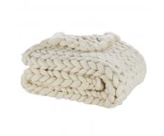 Plaid tricot&eacute; &eacute;cru 130x170