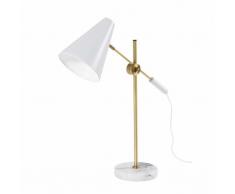 Lampe orientable en marbre et m&eacute;tal blanc
