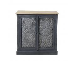 Buffet 2 portes en acacia massif gris foncé et manguier massif Wabi