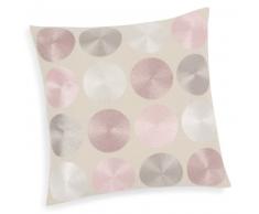 Housse de coussin en coton grise/rose 40 x 40 cm PASTILLES