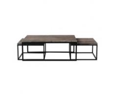 Tables gigognes indus en sapin massif et métal Long Island