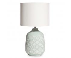 Lampe en céramique bleu clair abat-jour ivoire FANTASY