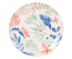 Assiette plate en faïence blanche imprimée