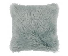 Housse de coussin imitation fourrure bleu gris 40x40