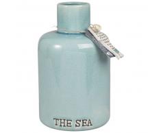 Vase bouteille en c&eacute;ramique bleue H23