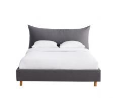 Lit 140x190 avec sommier &agrave; lattes gris Fergus