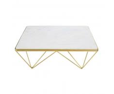 Table basse carrée en marbre et métal doré Gatsby