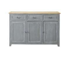 Buffet 3 portes 3 tiroirs gris Honorine