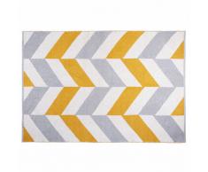 Tapis graphique en coton gris et jaune 180x120cm JOY