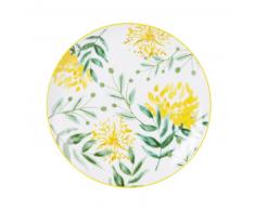 Assiette à dessert en porcelaine blanche imprimé fleurs