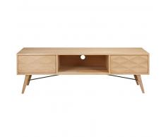 Meuble TV 2 tiroirs en chêne massif Keops