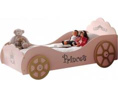 Lit enfant voiture princesse rose 90x200