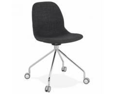 Chaise de bureau design 'GLIPS' en tissu gris sur roulettes