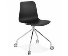 Chaise design de bureau 'SLIK' noire sur roulettes