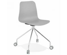 Chaise design de bureau 'SLIK' grise sur roulettes