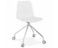 Chaise design de bureau 'SLIK' blanche sur roulettes