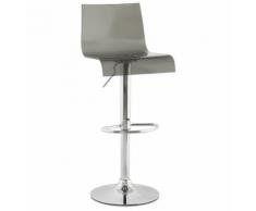 Tabouret de cuisine 'NEMO' réglable en plexiglas gris fumé avec haut dossier