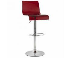 Tabouret de cuisine 'NEMO' réglable en plexiglas rouge avec haut dossier