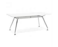 Grand bureau / table de réunion 'STATION' en bois peint blanc - 180x90 cm