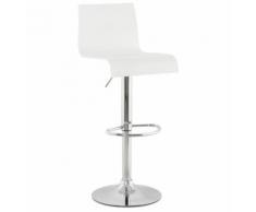 Tabouret de cuisine 'NEMO' réglable en plexiglas blanc avec haut dossier