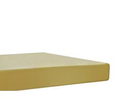 Blanc des Vosges Uni Jersey Drap housse extensible 4 tetes Coton Citron de 140x190 cm Ã 180x220 cm