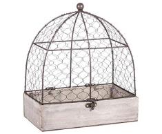 Rayher 46347000 volière décorative, cage à oiseaux en bois & métal, gris/marron