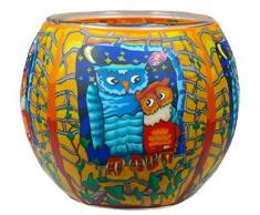 Him CC208 photophore Verre Hibou Nuit (Olws by Night), Multicolore, 11x11x9 cm
