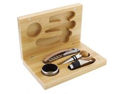 Pradel Excellence RT804 Coffret Sommelier avec 4 Accessoires, Bois, 18 x 12 x 3,2 cm