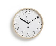 UMBRA Rimwood Clock. Horloge murale ou à poser Rimwood. En bois finition bois naturel et blanc. Dimension 25.4x5cm.