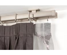InCasa Double Tringle Ã Rideaux: 31 x 12 mm, L. 200 cm. en Acier satinÃ© â Complet