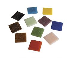 Rayher 1453149 mosaà¯que de Verre 2 x 2 cm, Mélange de tesselles mosaà¯que, Seau DE 1 kg (env. 325 Pièces), Carreaux mosaà¯que Idéals pour la Décoration dans la Maison et à lextérieur, Multicolore