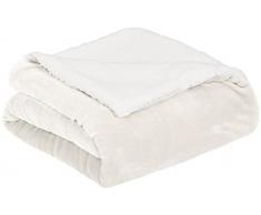 AmazonBasics Plaid double-face en sherpa et microvison, 150 x 200 cm, CrÃ¨me