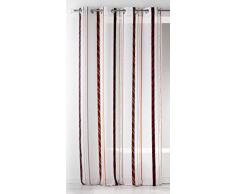 Home Maison HM6988300 Voilage Fantaisie à Rayures Verticales Organza Polyester Bordeaux 140 x 260 cm