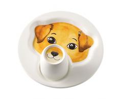 Villeroy & Boch Animal Friends Ensemble de vaisselle pour enfants avec motifs de chien, 2 piÃ¨ces, Porcelaine Premium, Blanc/Marron