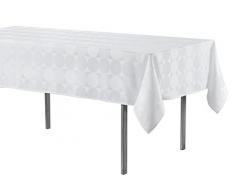 Douceur dIntérieur Nappe Rectangle Comete Jacquard Damasse/Polyester Blanc 140 x 250 cm