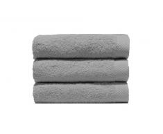 Home Basic - Lot 3 Serviettes Eponge, 33x50 cm Serviette invité, 50x100 e Maxi Drap de Bain 100x150 cm, Couleur argenté