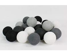 Cotton Ball Lights Antra Guirlande lumineuse à 20 LED en coton avec connexion USB Blanc/gris clair/anthracite/noir