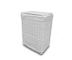 ARPAN Grand Panier Ã Linge en Osier avec Doublure Blanche 32 x 45 x 59 cm