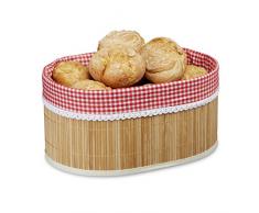 Relaxdays Corbeille à pain panier à pain en bambou avec tissu panier fruit HxlxP: 16,5 x 33,5 x 23,5 cm, nature