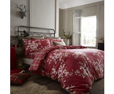 Catherine Lansfield Canterbury Check Parure de lit avec Housse de Couette 220x240x1 cm Rouge