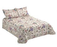 Viantala Trianon 101Â Set Drap Plat, lit 135, Coton, Lilas et Blanc.
