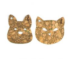 Elena Kihlman Korkki Lot de 2 Dessous de Plat Cat and Dog, en liège, Couleur pétrole, 22 cm