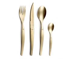 Lou Laguiole 16 couverts de table pour 4 personnes, Acier Inoxydable, Champagne