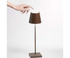 Zafferano Poldina - Lampe de Bureau sans Fil, Veilleuse Rechargeable, Lampe à Poser Rechargeable, Aluminium Peint, Source Lumineuse LED, 9h dAutonomie, H 38cm, Protection IP54, 2.2W - Rouille