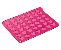 silikomart 23.043.00.0065 Tapis en Silicone pour Réaliser 42 Macarons en Forme Coeur, Rouge Brique, 5,5 x 5,5 x 30,5 cm