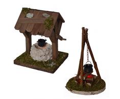 Alfred Kolbe Krippen AM 21 Set daccessoires de crÃ¨che de NoÃ«l comprenant un feu de camp qui sillumine 4,5 V et un puits qui sillumine Ã laide dune ampoule Bleu Compatible avec des figurines de 12Â cm