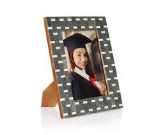 Penguin Home 3355 Cadre Photo Artisanal pour 5X 7 (13 X 18 cm), fenêtre en Vrai Verre, Crochets muraux et chevalet de Table, Paysage ou Portrait, Beau Design en résine, MDF, Gris Blanc, 13x18