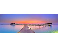 Innova FP06678 GlassArt Cadre Photo ImprimÃ©e CouchÃ© de Soleil sur Lagon Multicolore 40 x 120 cm