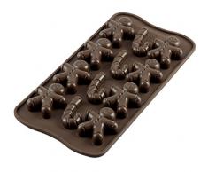 Silikomart 22.112.77.0065 SCG12 Moule pour Chocolat Forme Bonhomme de Noël 12 Cavités Silicone Marron
